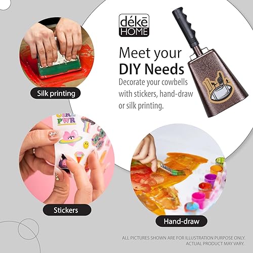 Miniatura 6 de Paquete de 2 campanas de acero de 10 pulgadas  fabricantes de ruido con asas. Campana de animación, juegos de fútbol, eventos. Campanas de mano