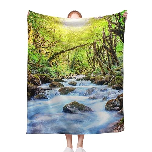 Weiche, warme Kuscheldecke mit wunderschönem, klarem Bachlauf im Hellen Sonnenlicht