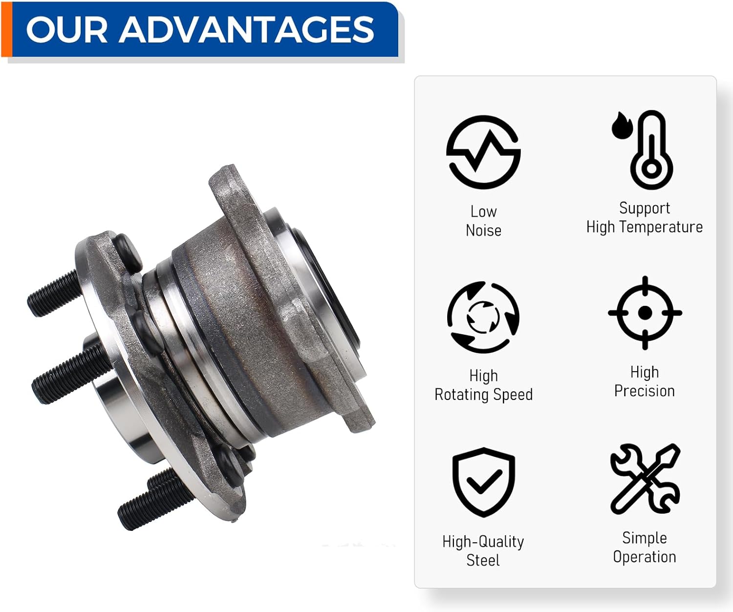 PAROD 512500 Rear Wheel Bearing & Hub Assembly Compatible with 2013-2018 Ford Escape, 2015-2019 Lincoln MKC 5Lugs