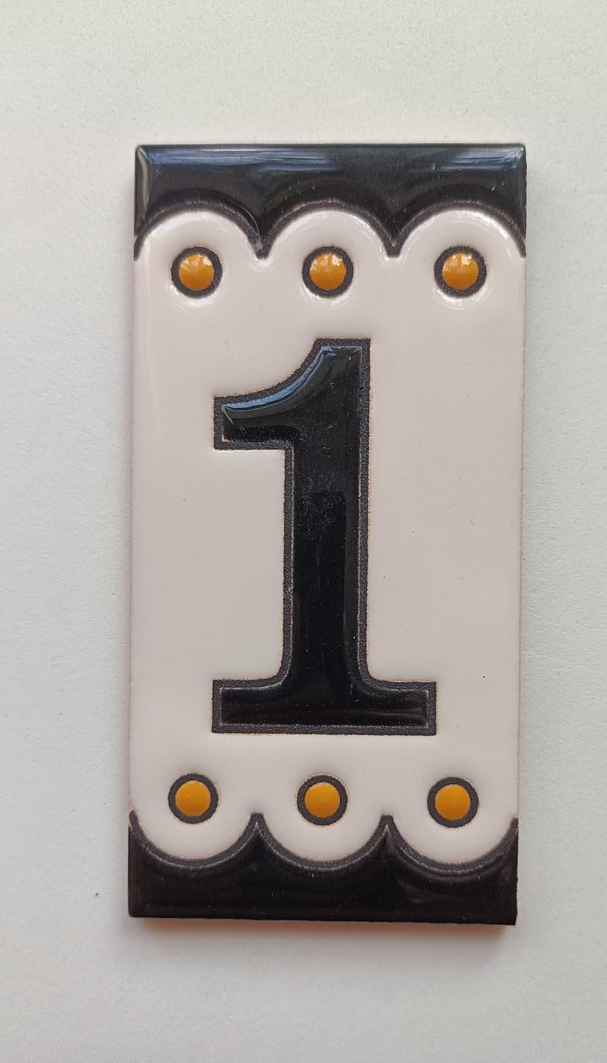 Hand-painted Ceramic House Number Tiles | SM-3 | 11 x 5.5 cm or 2.16 x 4.33" (Number 9)