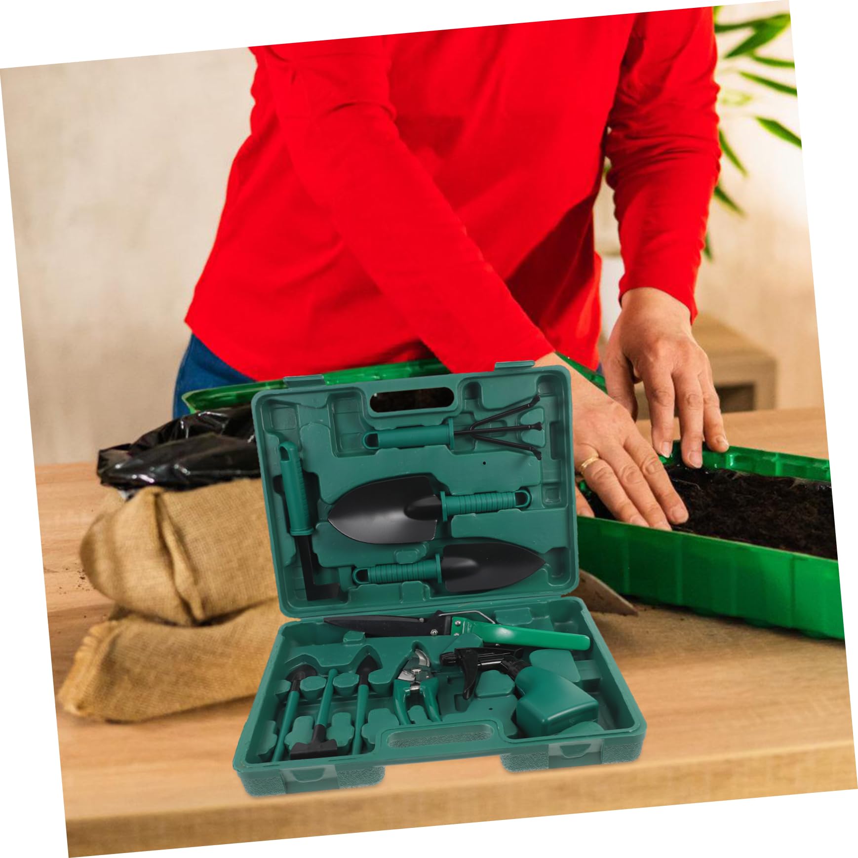 Juego de Herramientas de Jardinería Portátil con Estuche de 10 Piezas