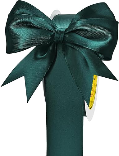 Miniatura 1116 de Cinta de satén verde esmeralda de doble cara de 1-1/2 pulgadas x 50 yardas, cinta de poliéster verde esmeralda para envolver regalos, muy adecuada