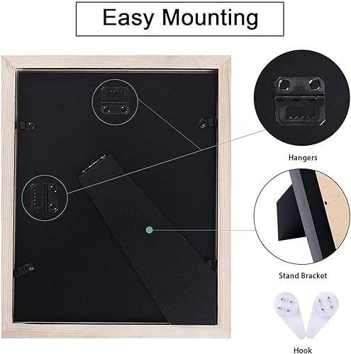 Miniatura 3 de Xiangzhen Juego de 2 portarretratos de 8 x 10 pulgadas, hecho de madera, montaje en pared vertical u horizontal, marcos de fotos, soporte de pared o