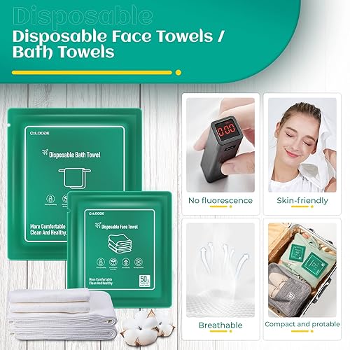 Miniatura 3 de Sábanas desechables para hotel, artículos esenciales de viaje con 2 toallas de baño desechables, 2 toallas faciales desechables y 4 piezas de
