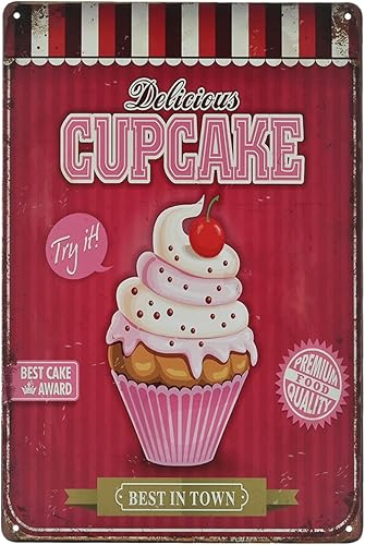 Letrero de metal vintage  Decoración de pared decorativa para cupcakes, panadería, tienda