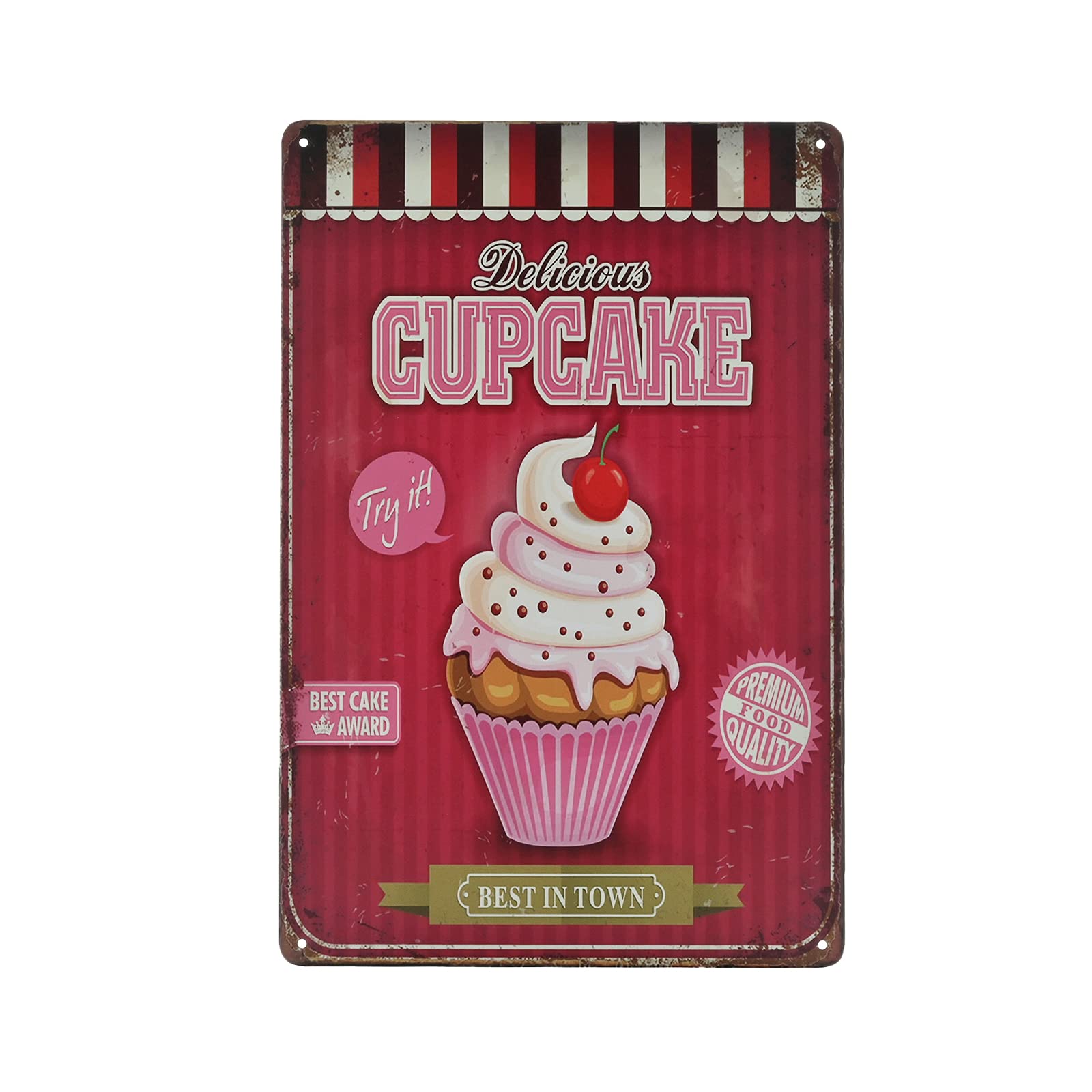 SMAZDFXX Vintage Metal Sign - Cupcake Bakery Shop Tin Sign Decorative Wall Decor 12"x16"