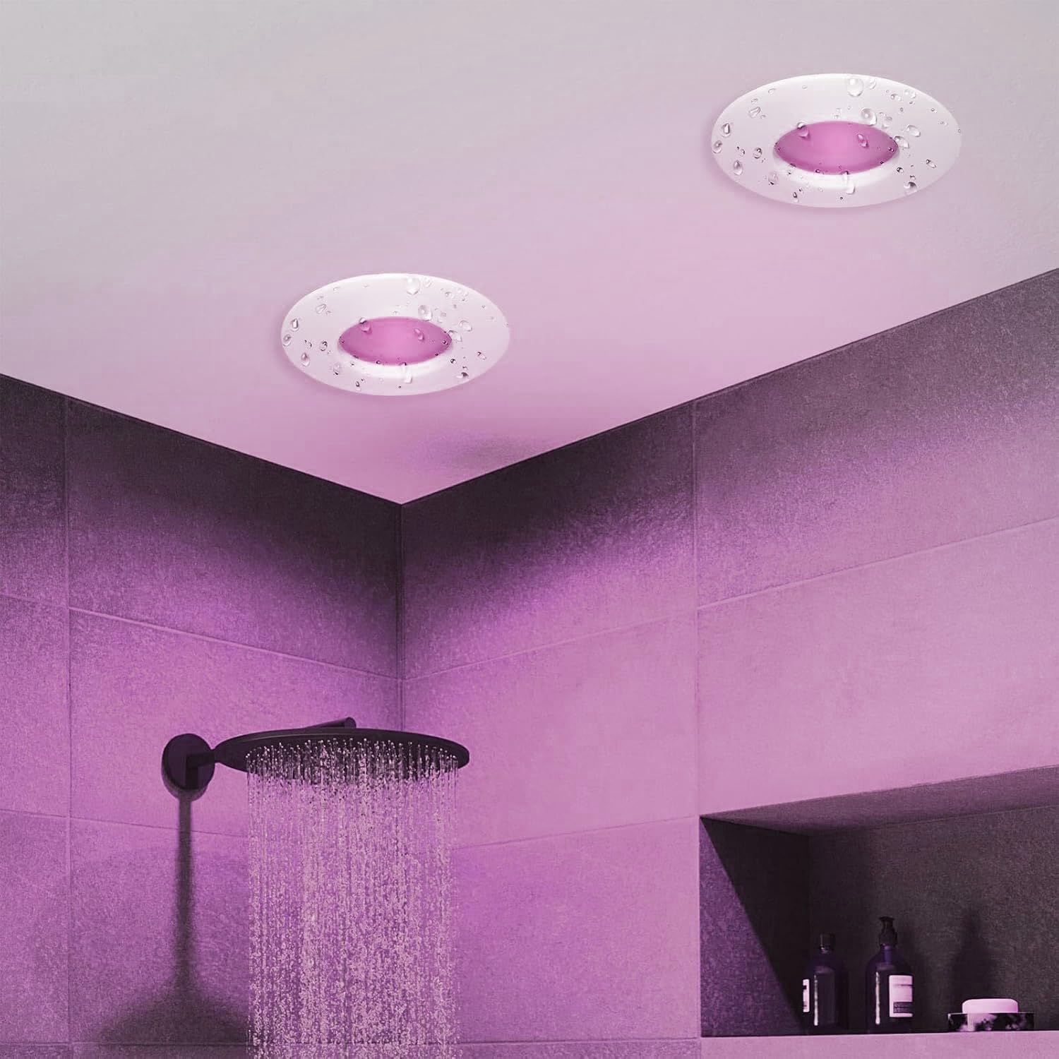 Spot LED cabine de douche 6 W hammam chromothérapie IP65 GU10 lampe RGBW 6000 K Blanc