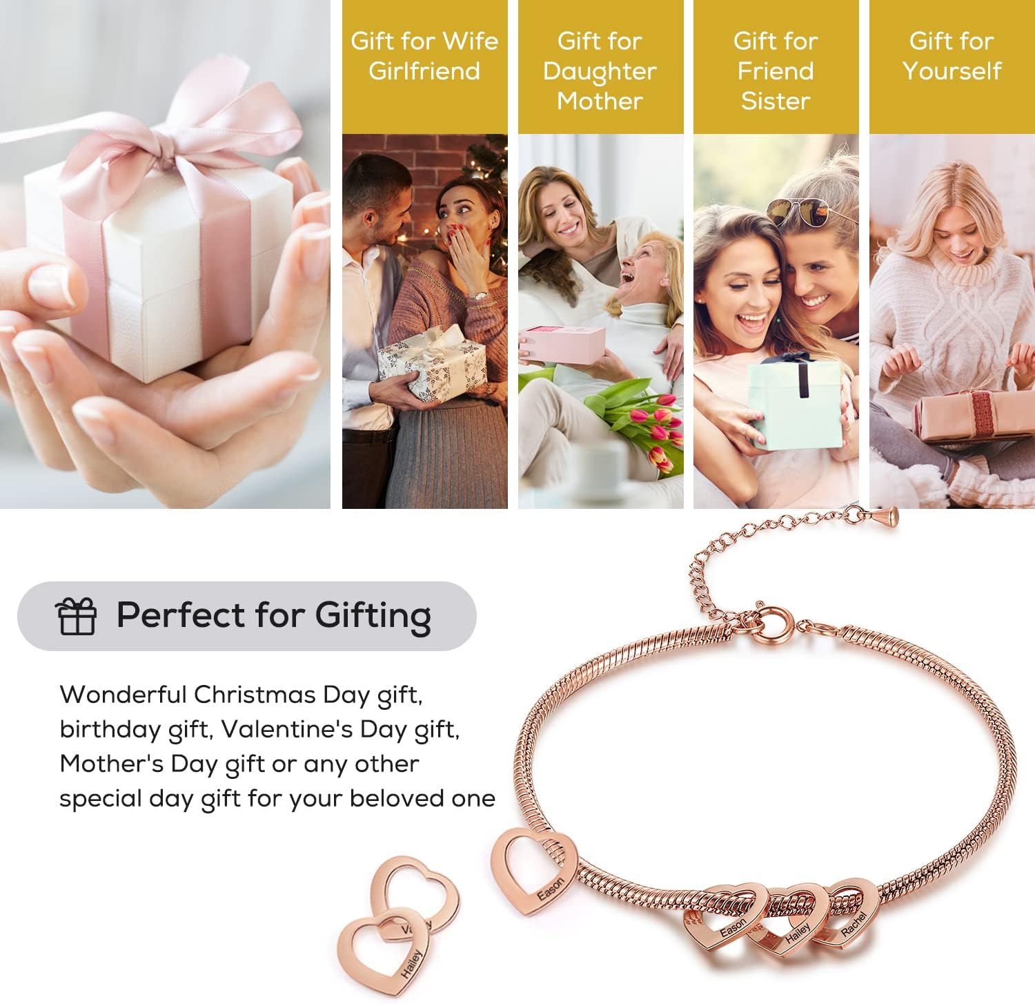 Personalized Anklets for Women Adjustable Silver Gold Anklets with Heart Name Initial Ankle Bracelets for Women Jewelry Gifts for Mom Her