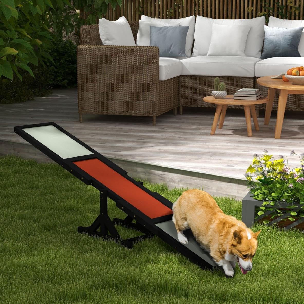 Dog Agility Seesaw 71" - Durable Wooden Training Obstacle with Non-Slip Surface, Perfect for Small & Large Dogs, Easy Assembly for Outdoor Exercise (