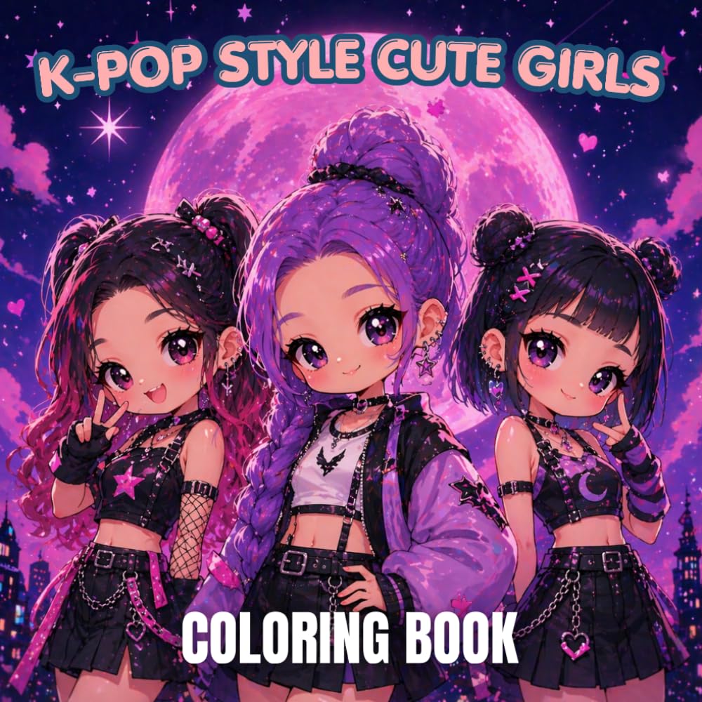 K-Pop Style Cute Girls Coloring Book: 80 Adorable Chibi Idols, Stylish Anime-Inspired Characters & Trendy Fashion Designs for Teens and Adults