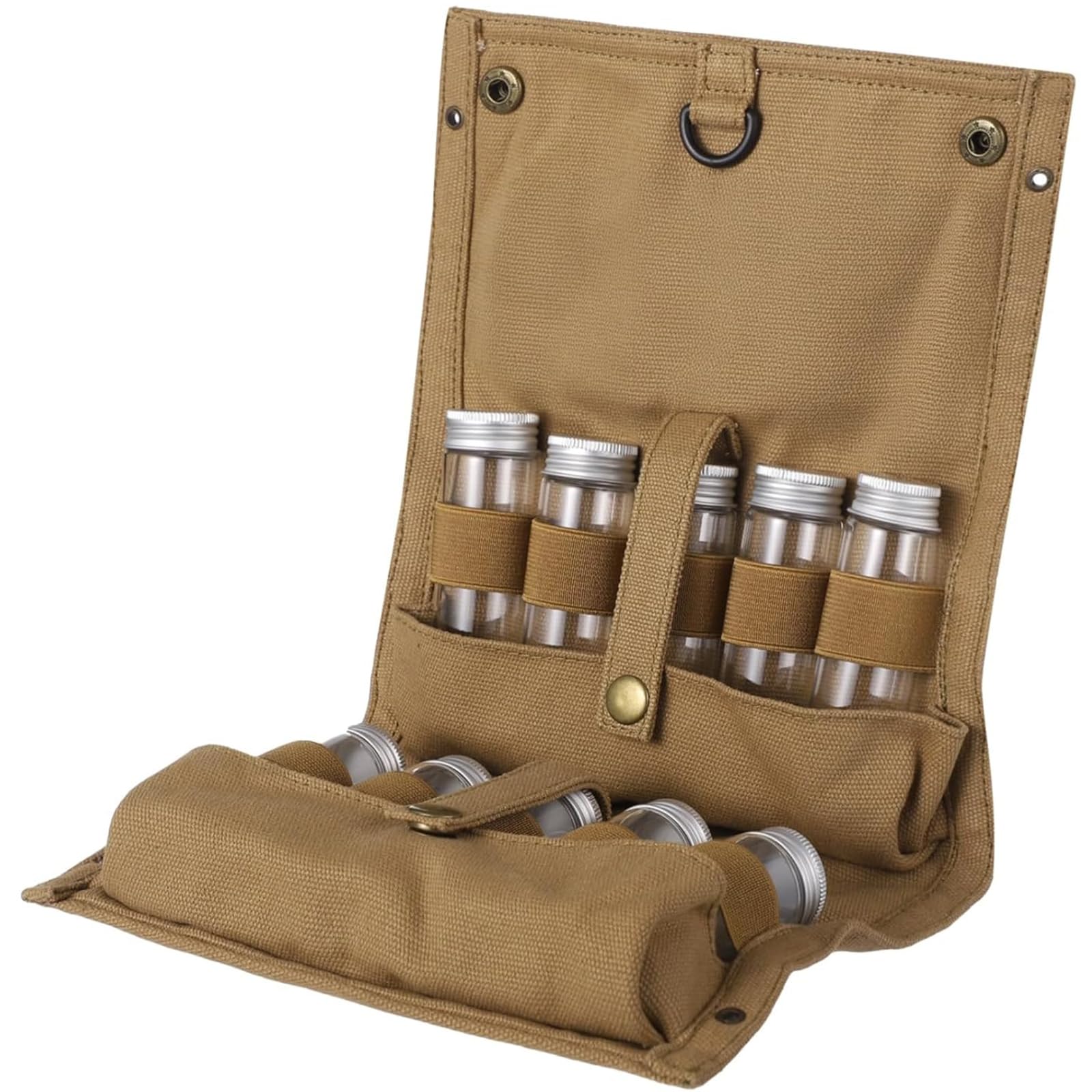 Recipiente portátil para especias recargable para barbacoa, bolsa de almacenamiento con 10 botellas de especias, organizador de especias, portátil, para camping