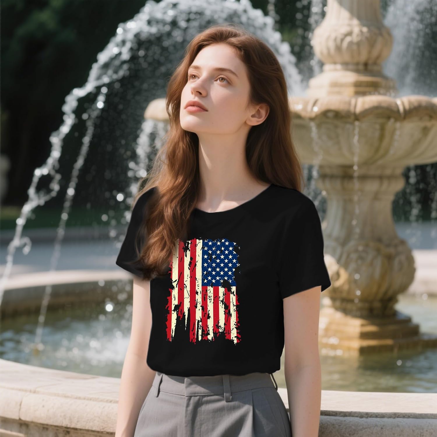 4th of July Shirts Women USA Patriotic T-Shirt American Flag Tee Tops - Image 2