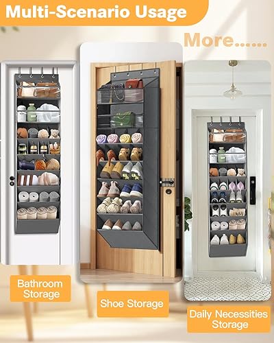 Miniatura 4 de Organizador para colgar sobre la puerta, 8 estantes, organizador de puerta de armario, 6 grandes bolsillos profundos y 8 bolsillos pequeños,