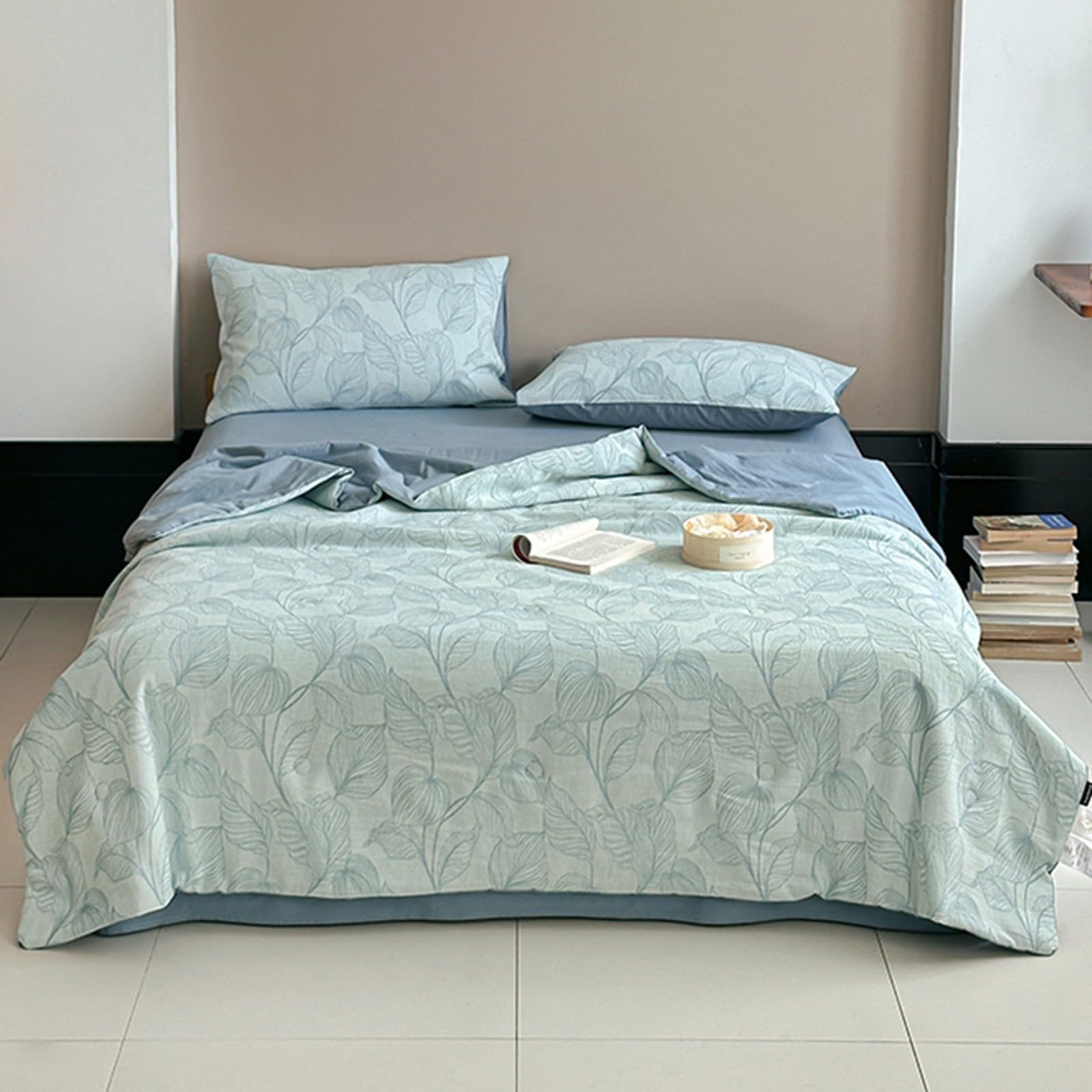 Set Copripiumino con Lenzuola, copripiumini e Coperte rinfrescanti per Chi Dorme al Caldo - Trapunta Leggera in Puro Cotone Lavabile in Lavatrice e climatizzata