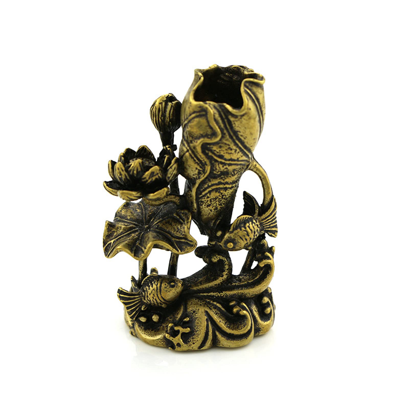 Pez dorado de cobre sólido hecho a mano como elegante adorno zen para mesa