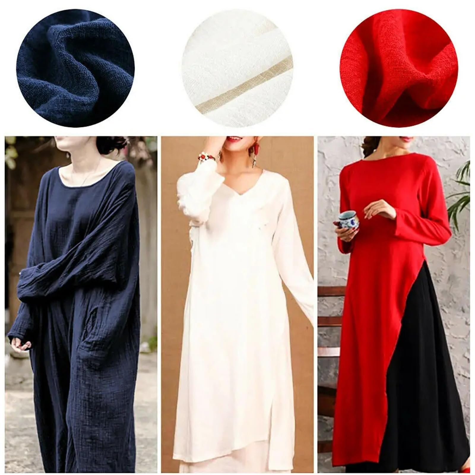 Letnia krepa slub modna cienka lniana tkanina bawełniana, ekologiczna, miękka, oddychająca, DIY, ręcznie robione, do szycia, ubrania, sukienka do szycia, niebieska, 90 x 125 cm