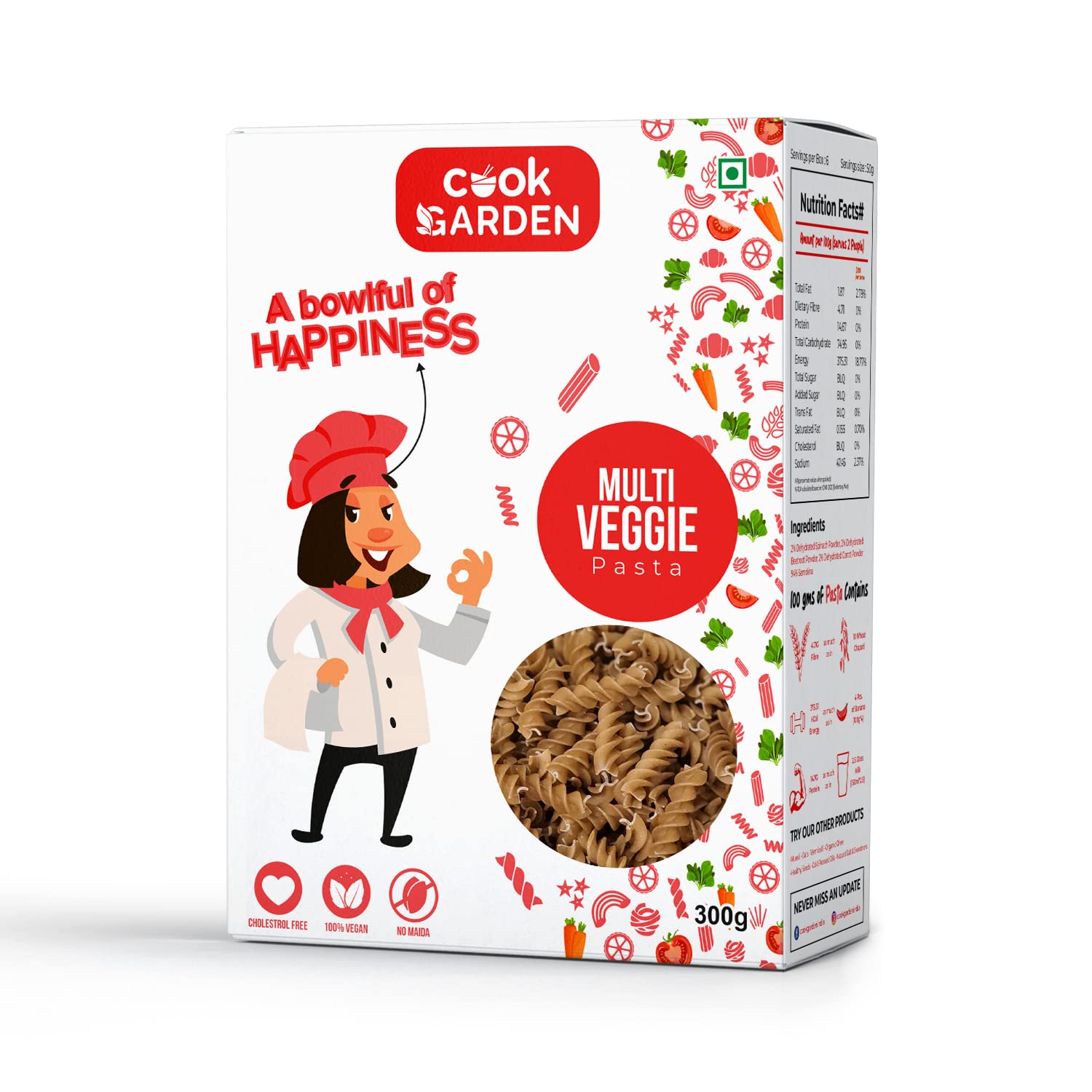 CookGarden Multi Veggie Fusilli Pasta 300g | Goodness of Spinach, Beetroot, Carrot (Fusilli) (B0BXJCP8T2) Amazon Price History, Amazon Price Tracker