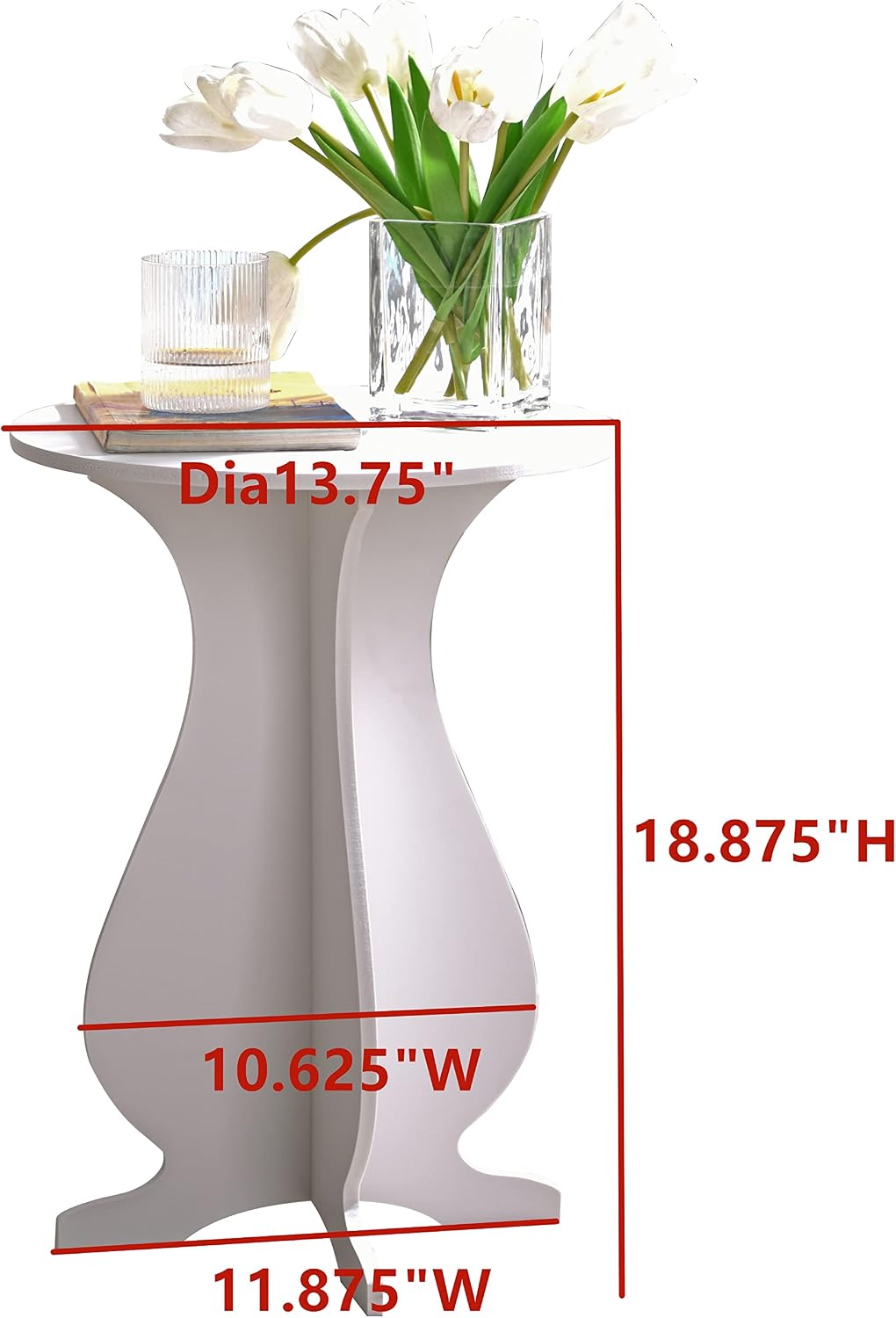 Kings Brand Furniture - Carver Side End Table Plant Stand for Living Room, Bedroom, White