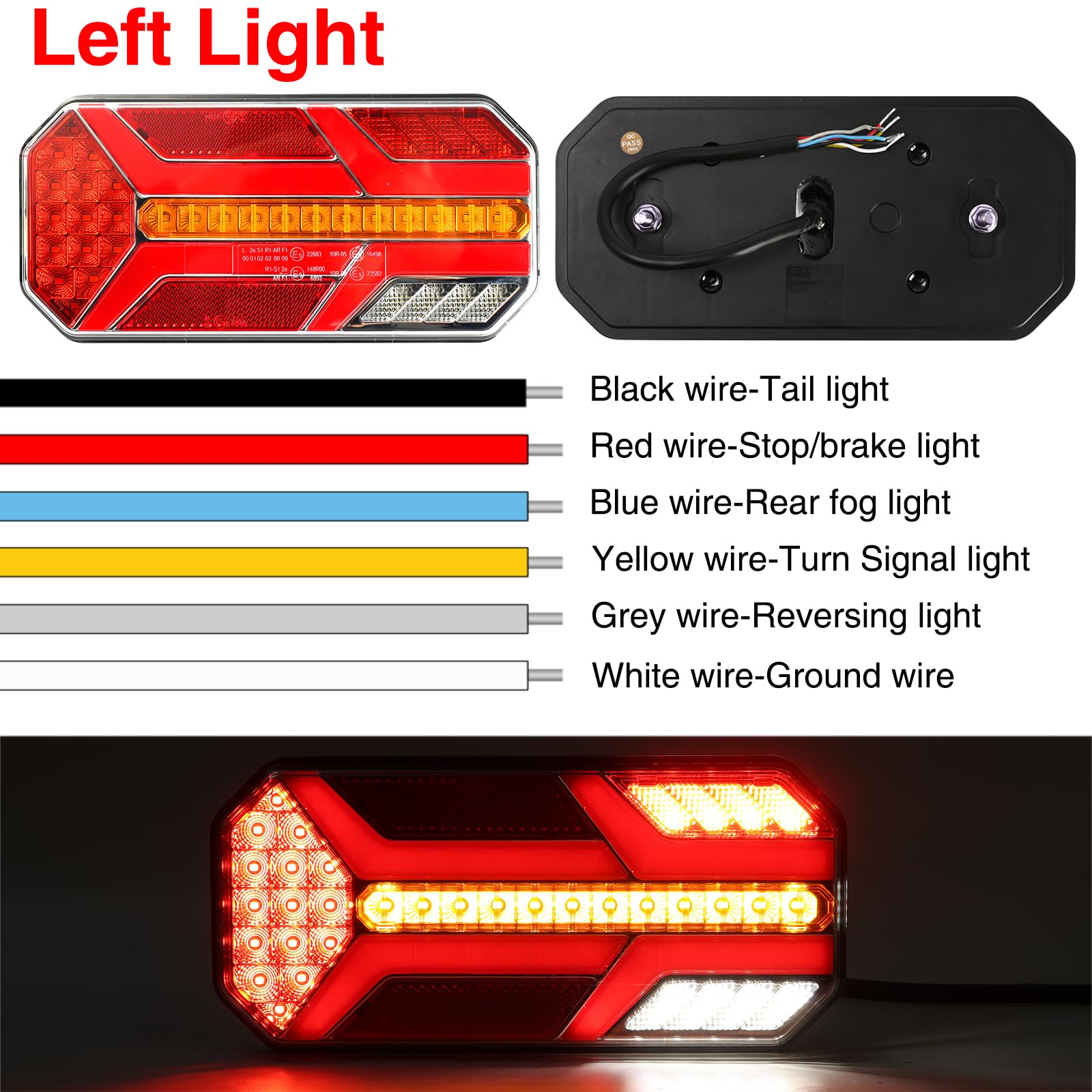 AUTOXBERT Luces LED para remolque, impermeables, luces traseras LED universales, aptas para vehículos de transporte, camiones, caravanas, remolques y luces traseras