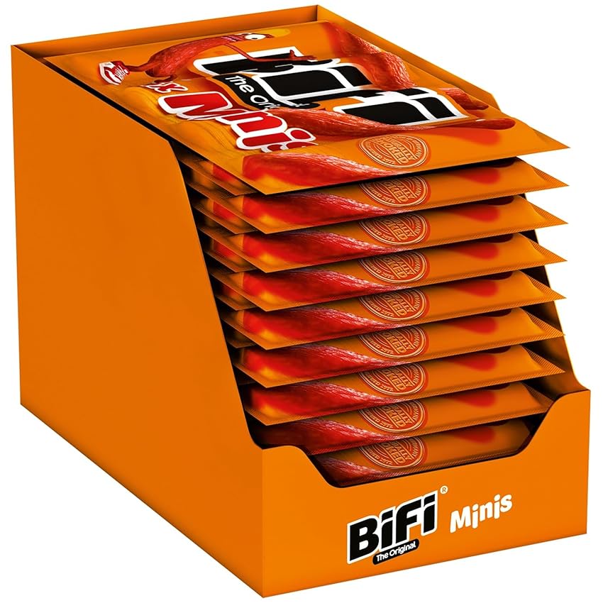Bifi Original Junior – Appetitoso snack a base di carne di salame, mini salamini affumicati, formato tascabile, confezione da 20, 20 x 4 x 10 g