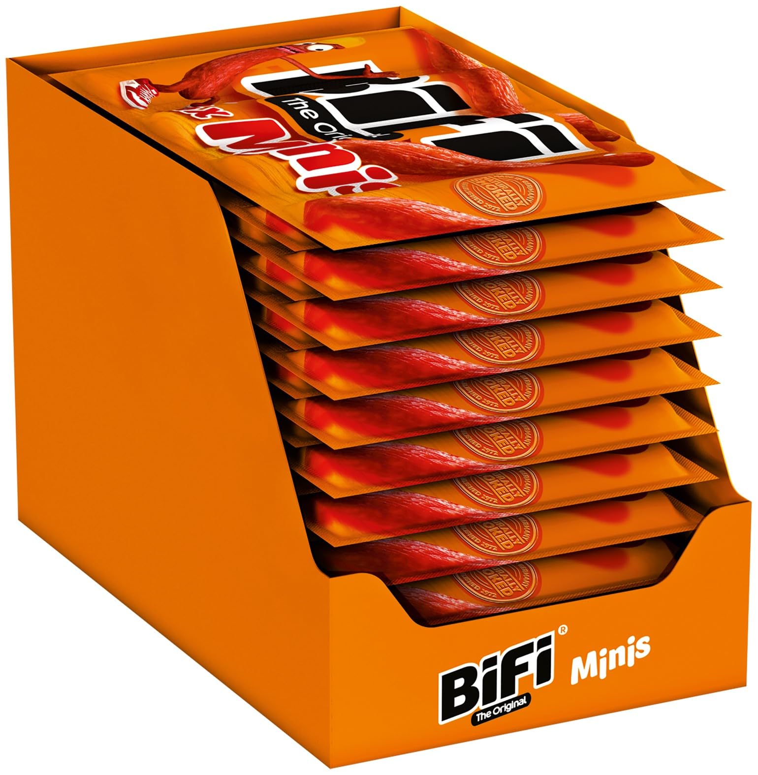 BiFi Original Mini Salami – 80er Pack (80 x 10g) – Wurst Snack To Go - Luftgetrocknet Fleisch & Wurstwaren Paket - Salami mit Pfeffer, Koriander und Knoblauch - Ideale Knabberbox - Wurstpaket