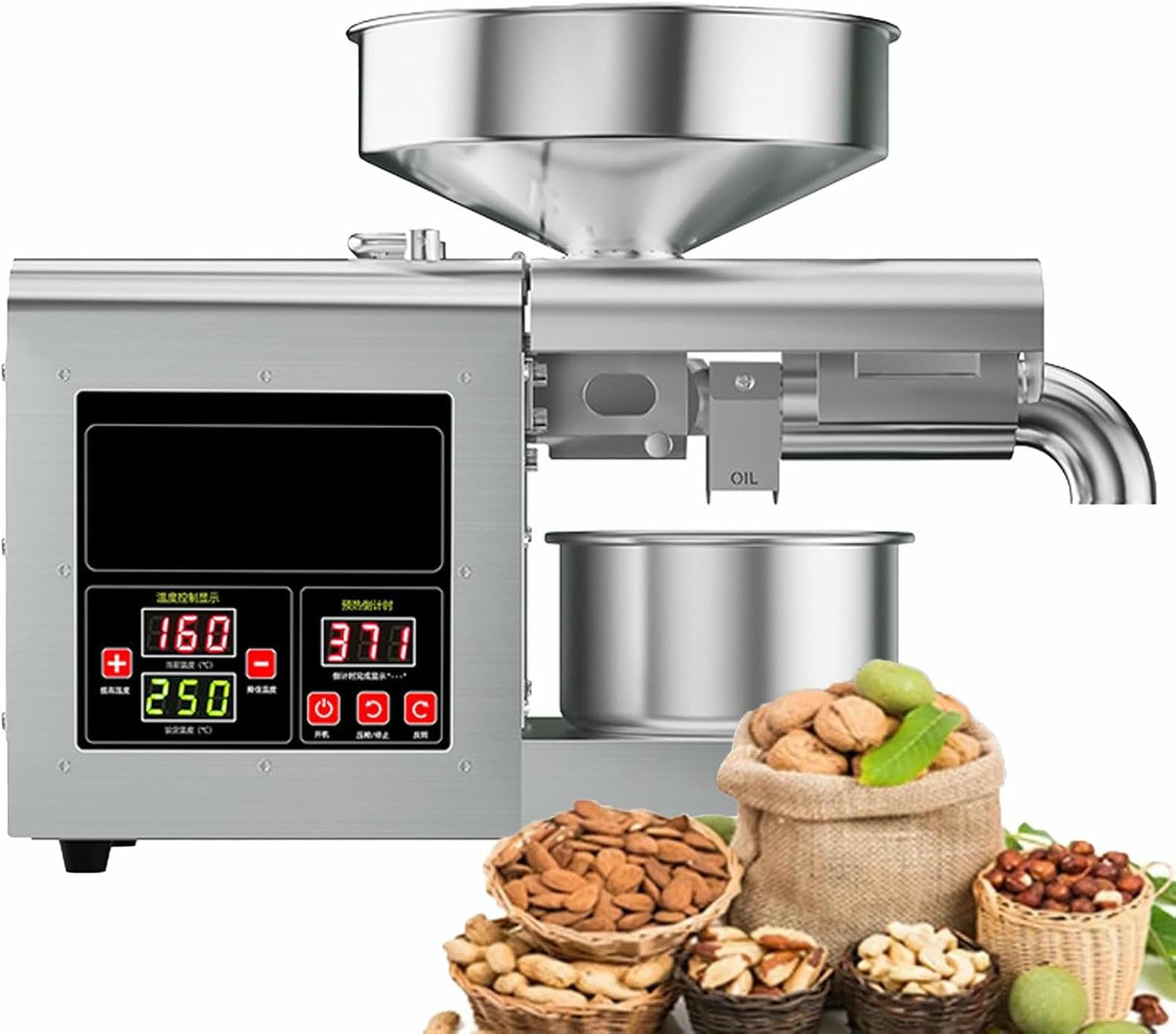 HADECOLL Automatic Oil Press Machine for Seeds and Nuts, Commercial Grade Extractor for Flax Peanut Hemp Perilla Pumpkin Sunflower Canola Sesame,