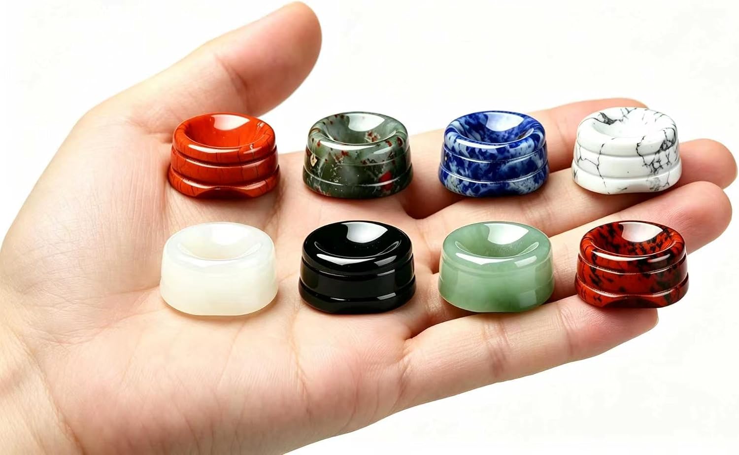 8Pcs Natural Stone Crystal Ball Stand for Displaying Crystal Glass and Natural Rocks, Sphere Display Holder, for 30mm-60mm Sphere or Stone