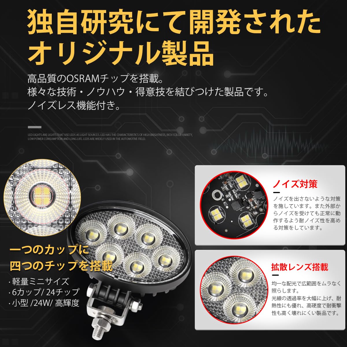 Amazon.co.jp: led作業灯ワークライト 24v 24W 船舶用 車用 トラクター 