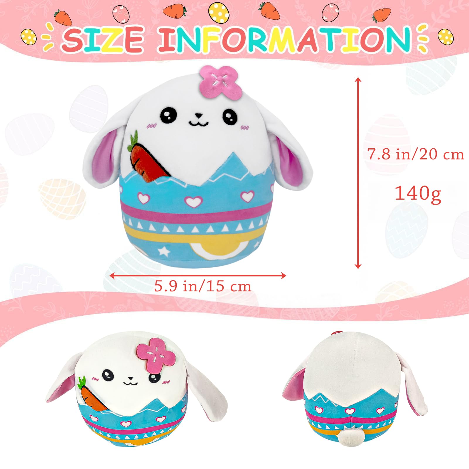 Whaline 12 Uova Di Pasqua Con Coniglietto In Peluche – Uova Colorate Riutilizzabili Per Caccia Al Tesoro – Regali Per Bambini E Scuola