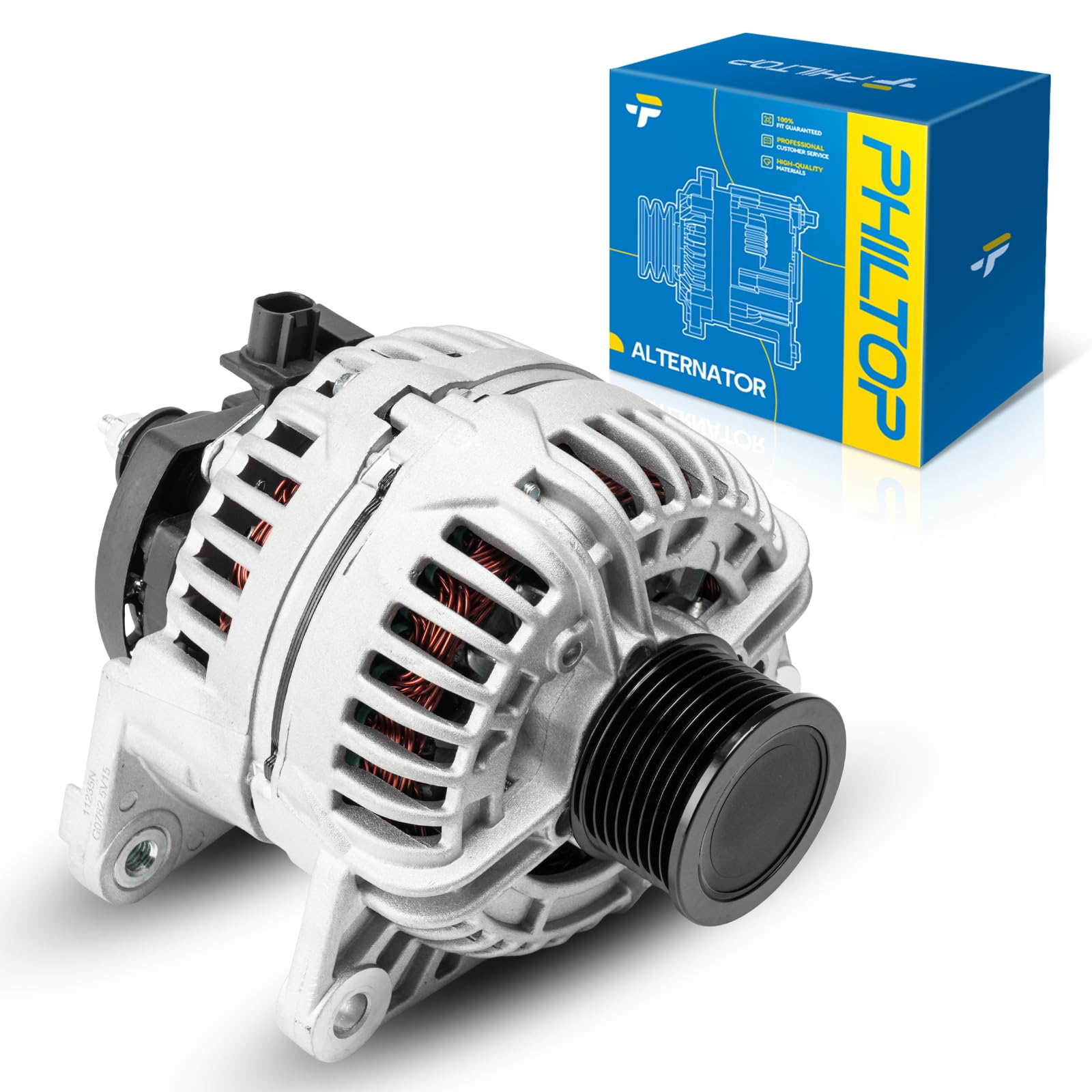 PHILTOP Alternator Compatible with Dodge Ram 2500 2006-2009 5.9T, Ram 3500 2006-2007 5.9T Replace 11235N 12V 136Amp CW SC8 8-Groove Pulley
