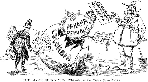 Dibujos animados del Canal de Panamá 1903 Nthe Man Behind The Egg American Cartoon 1903 Dando crédito a Philippe-Jean Bunau-Varilla (izquierda) por