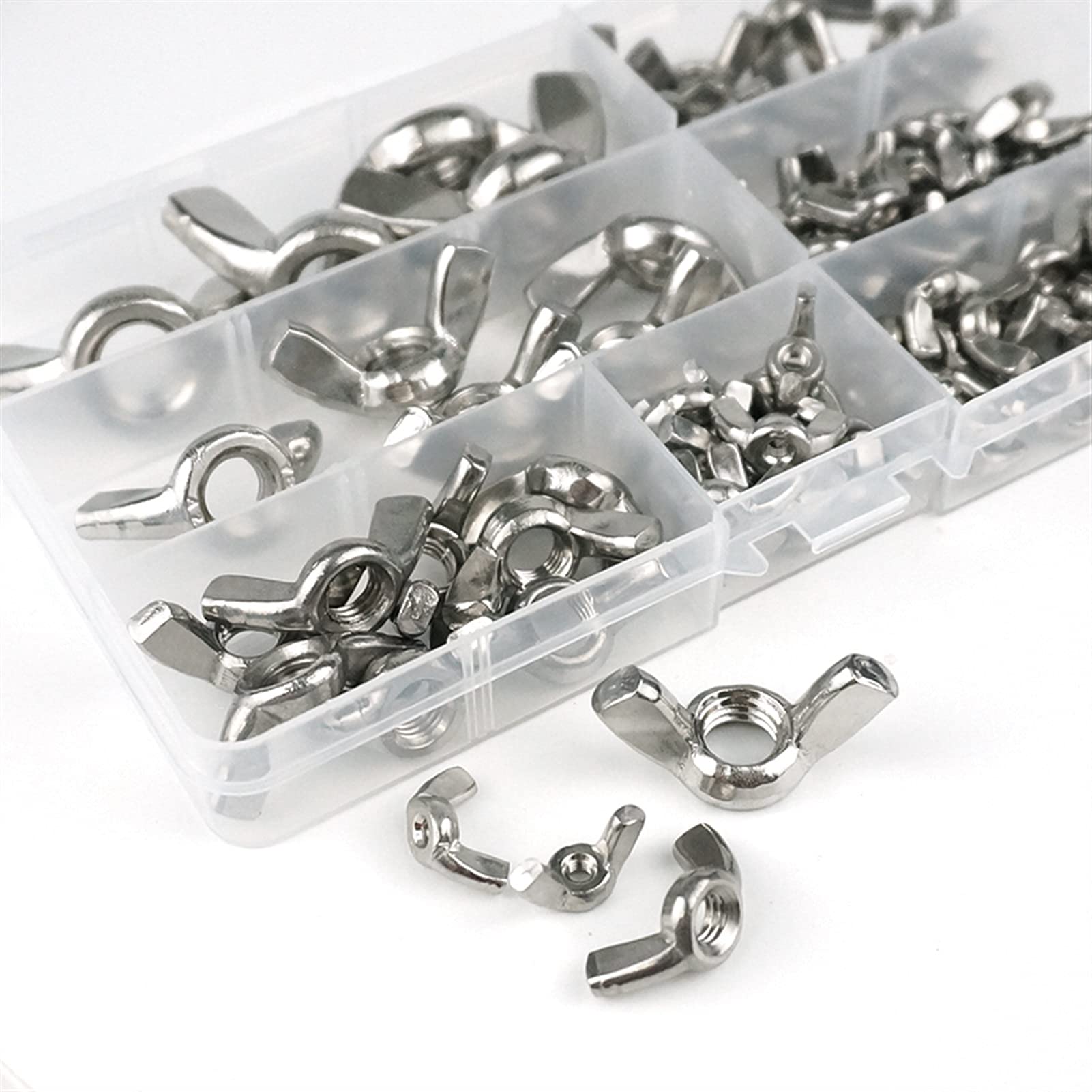 Dadi ad Alette di Farfalla 98 PCS Kit assortimento di Dado ad Ala M3 M4 M5 M6 M8 M10 M12 Noci in Acciaio Inox Acciaio Inossidabile Farfalla per Bicicletta da Batteria