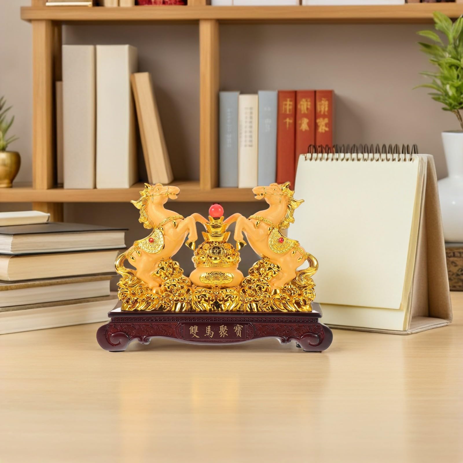 Kunstharz Pferdeornament Gold für Schreibtisch und Eingang