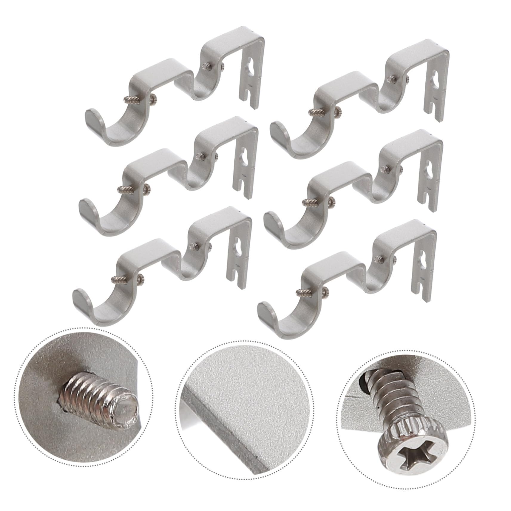 6 Pcs Supports de Tringle à Rideaux Doubles en Fer Robustes Compatible Stores Romains et Rideaux D'ameublement pour Salon, Chambre à Coucher Cuisine