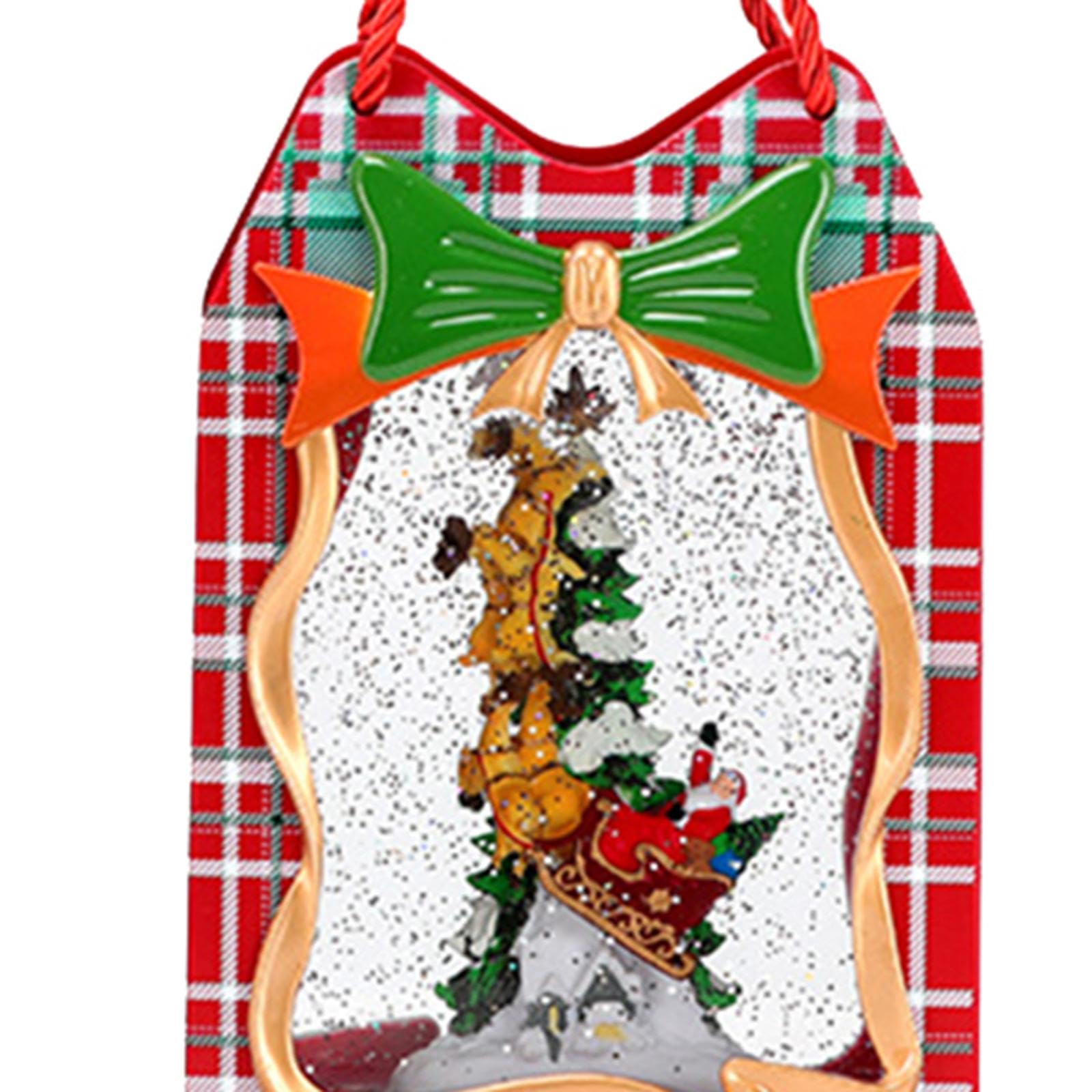 Qianly Boîte à Musique Scène de Noël Éclairée Ornement de Fête Lanterne Décorative Boule Scintillante avec 8 Chansons et Double Alimentation Adapté pour Le, Le Traîneau du Père