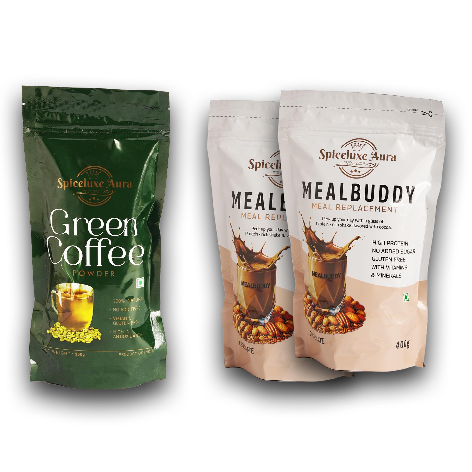 MealBuddy Meal Replacement Shake with Green Coffee Powder, High Protein, Gluten Free, No Added Sugar, 400g and 200g-image-25