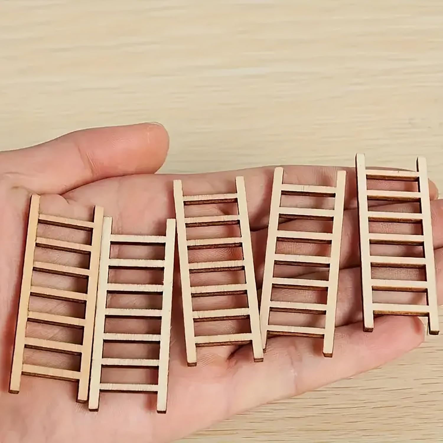 American Elm Pack of 10 Mini Wooden Ladders for Fairy Gardens, DIY Crafts & Home Decor Pine MDF Craft Supplies-image-47
