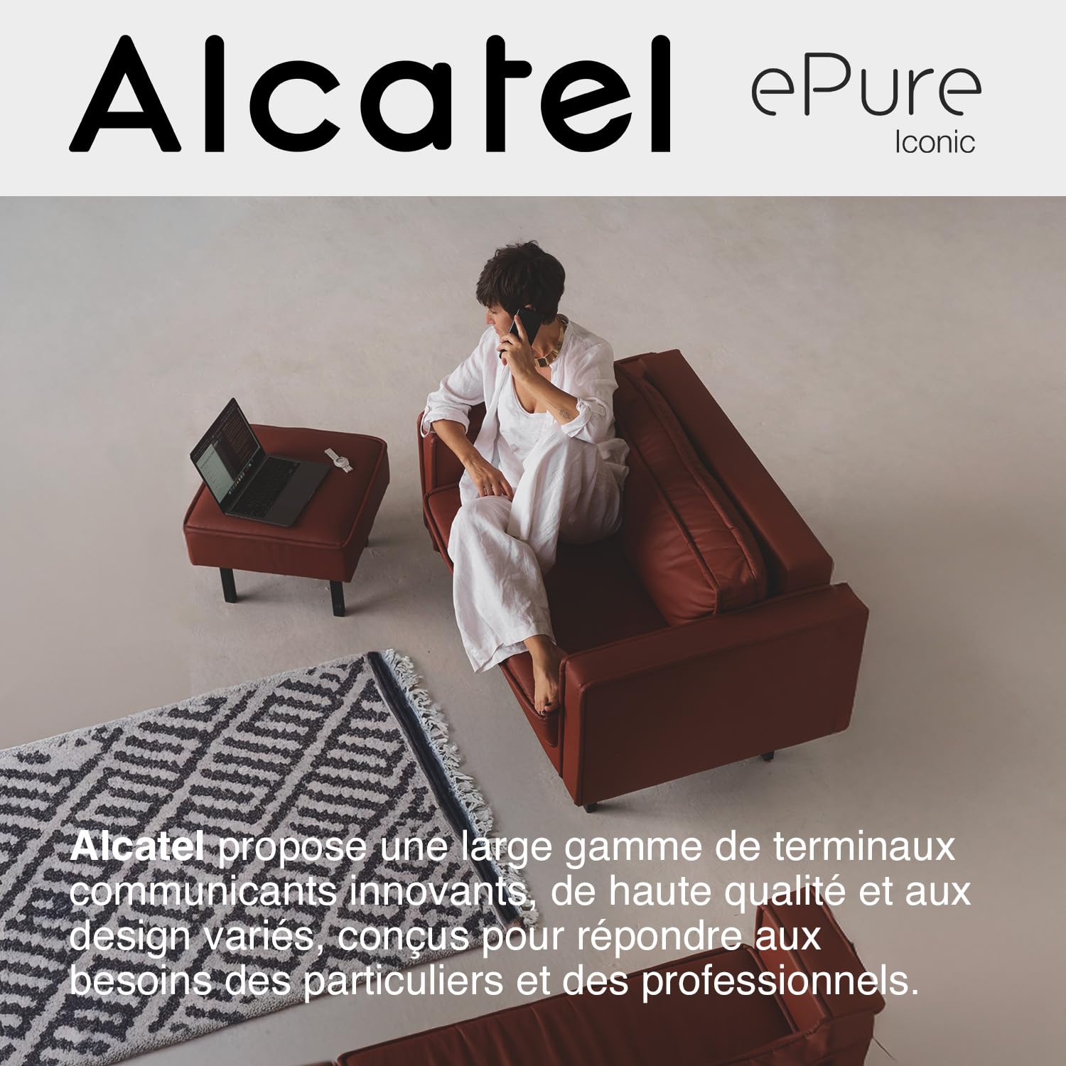 ALCATEL Epure Iconic bezprzewodowy telefon stacjonarny DECT – styl vintage – duży wyświetlacz graficzny o wysokiej rozdzielczości – funkcja głośnomówiąca – funkcja blokowania połączeń – czarny