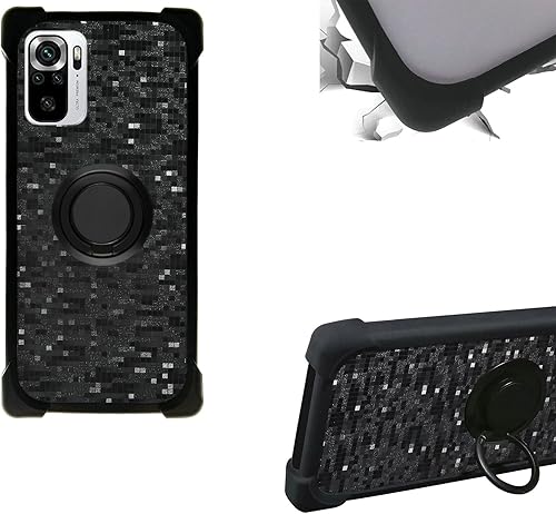 Funda para Xiaomi Redmi Note 10s compatible con Xiaomi Redmi Note 10s Phone Case PC Backplane + Cubierta de silicona suave anillo de metal 360,