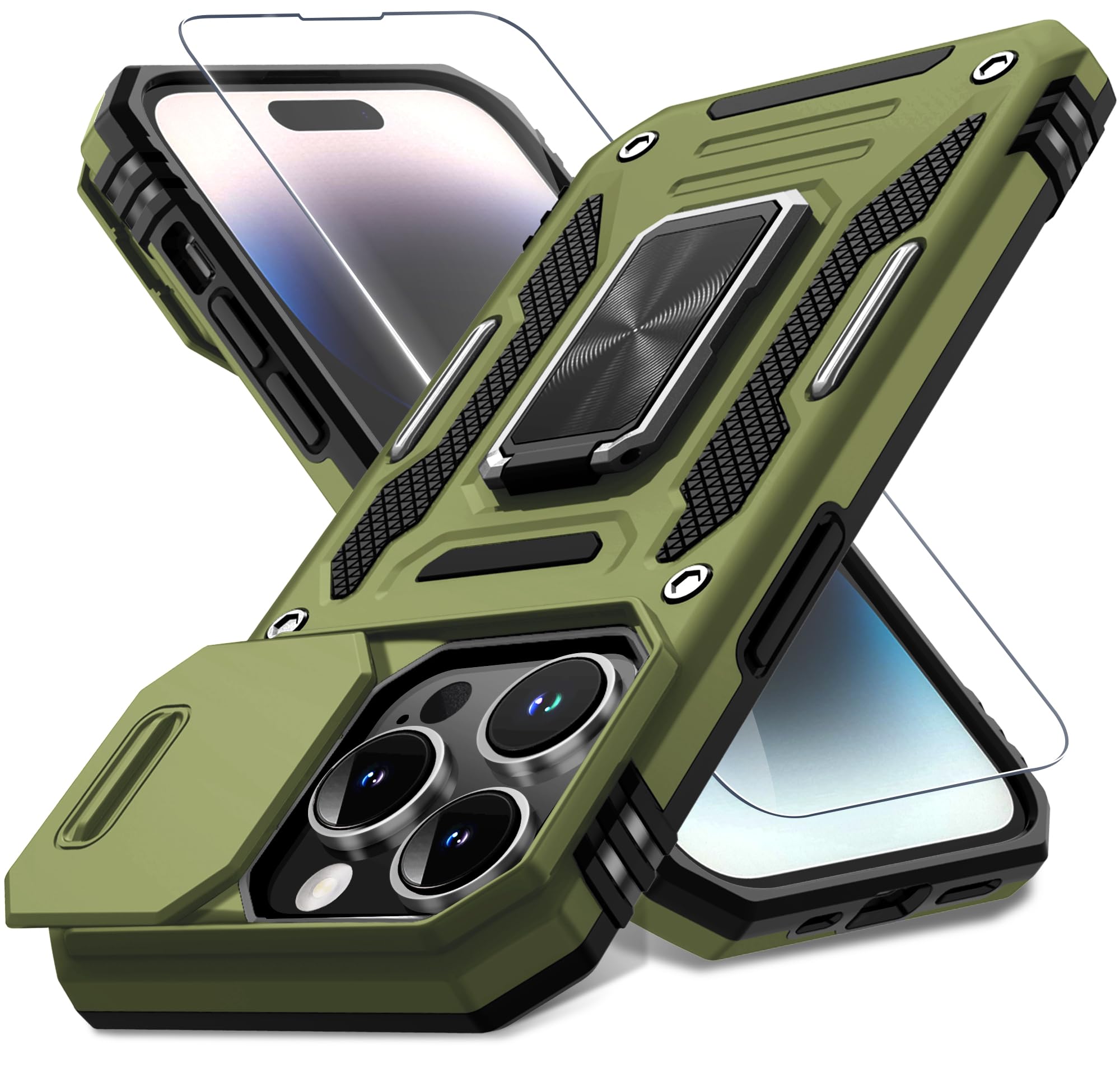 Coque iPhone 14 Pro DEERLAMN anti-choc avec cache caméra et protège-écran - 8