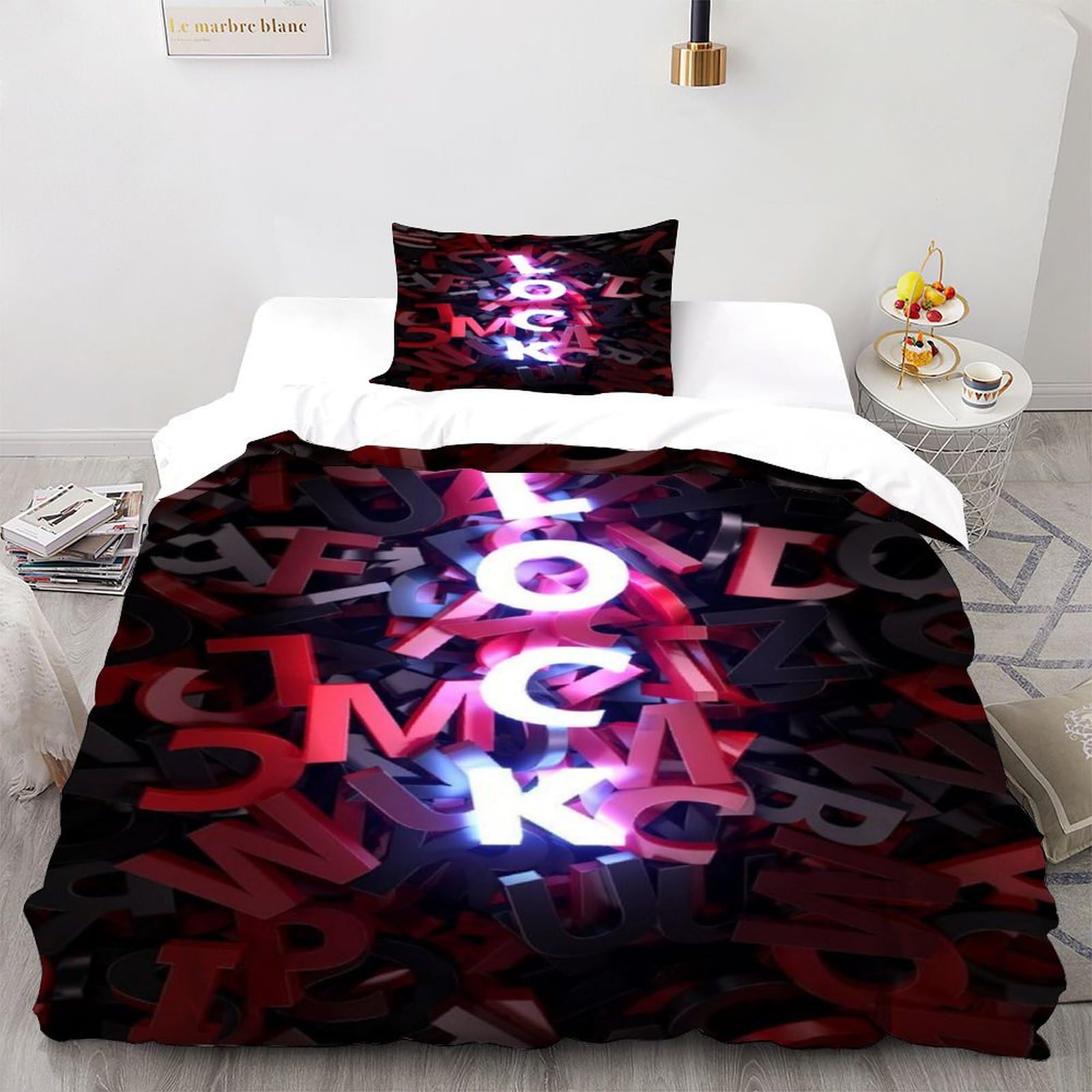 Housse de couette 135x200cm graffiti ensemble de literie 2 pièces