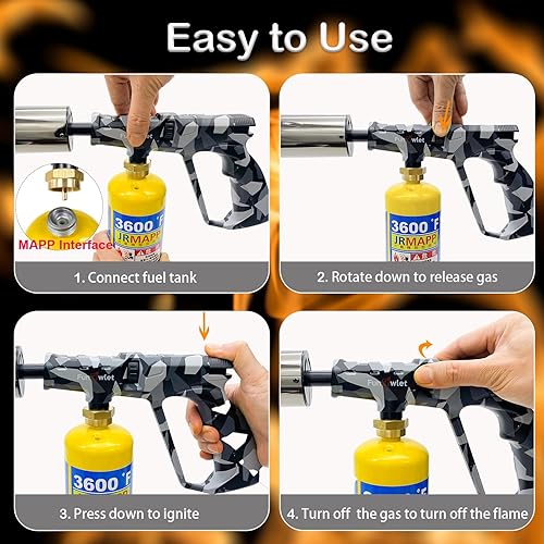 Miniatura 4 de Potente Antorcha Encendedor de Propano para Cocinar - Antorcha de Cocina Culinaria, Sous Vide, Encendedores de Carbón Iniciador de Fogata,