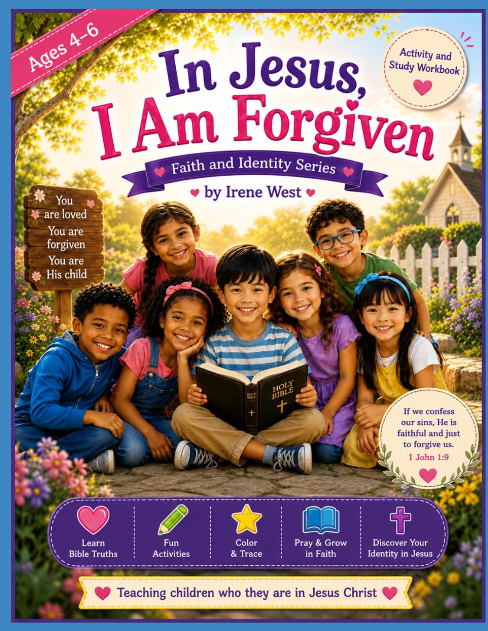 IN JESUS, I AM FORGIVEN ACTIVITY AND STUDY WORKBOOK.: 4-6 YEARS.