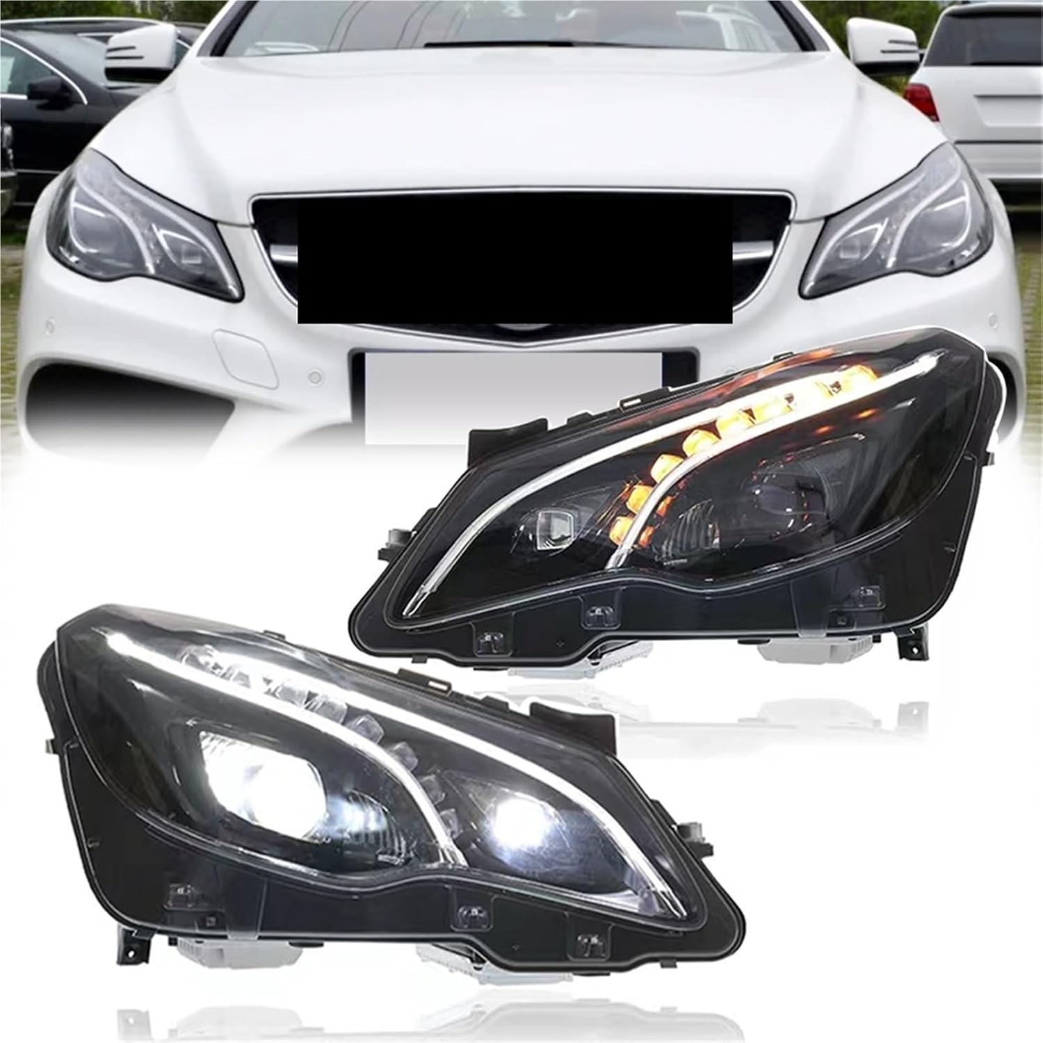カーライト用ベンツ W207 2010-2017 ヘッドライト DRL Hella キセノン電球 E200 E260 E300 カー