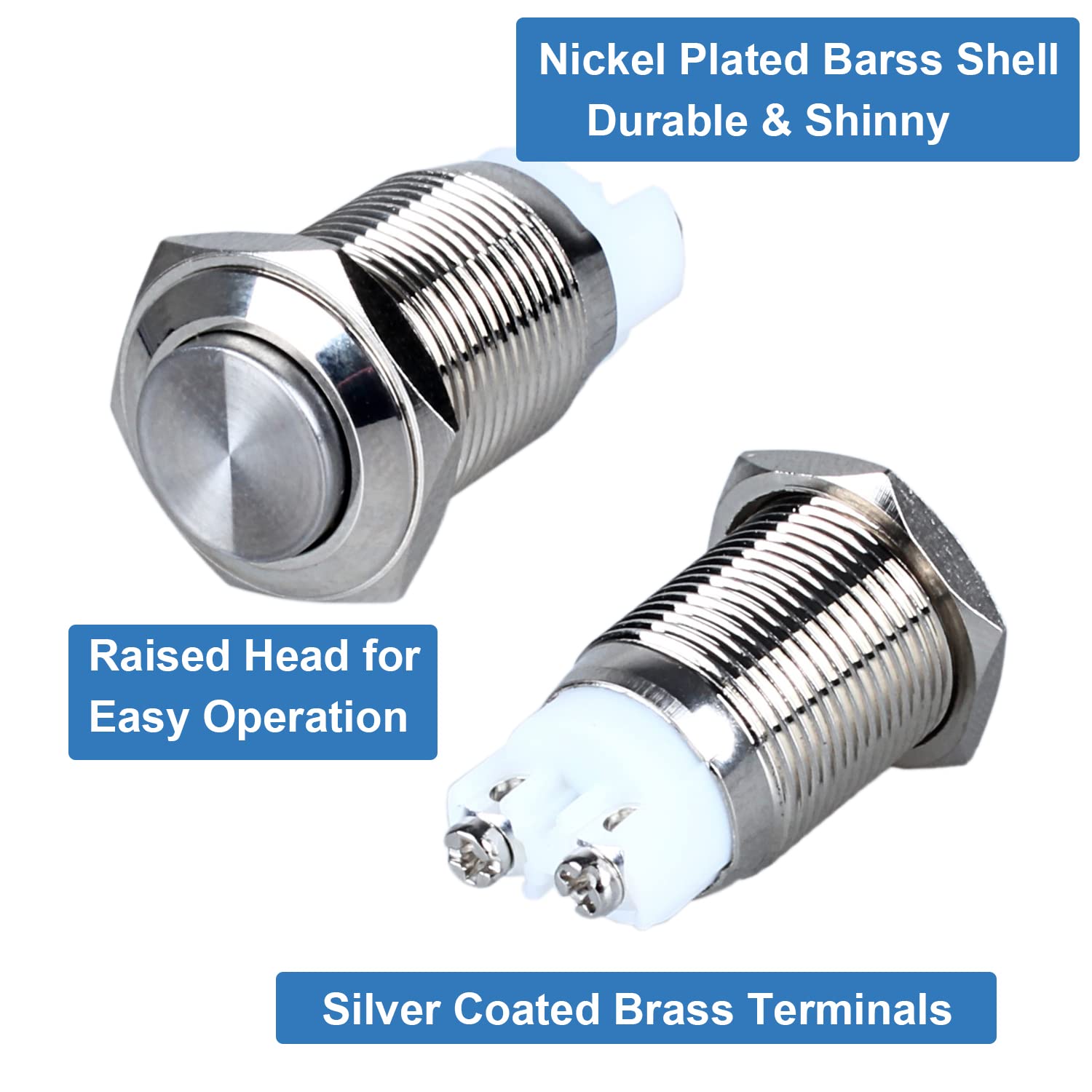Snapklik.com : 2-Pack 16mm Latching Metal Waterproof Push Button Switch ...