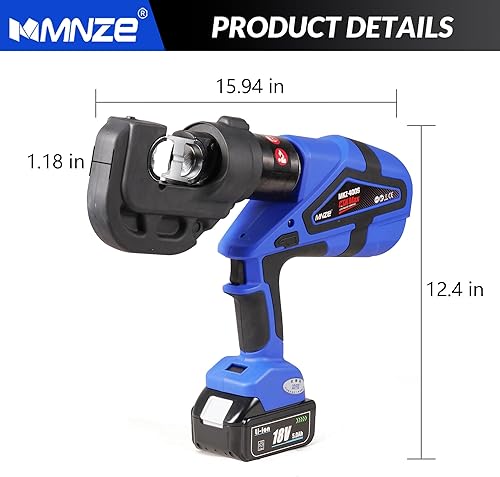 Miniatura 8 de MMNZE Alicates hidráulicos eléctricos para engarzar, herramienta de prensado recargable, 6 toneladas, cable de terminal eléctrico, kit de crimpadora