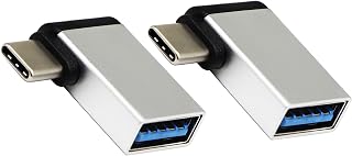 zdyCGTime USB C to USB 3.0 Aluminum Adapter, USB A 3.0 Female to 90 Degree 3.1 Type C Male Converter, On The Go(OTG) for Smartphone Flash Drives, Mouse, Keyboards and other USB Peripherals Silver 2 Pack