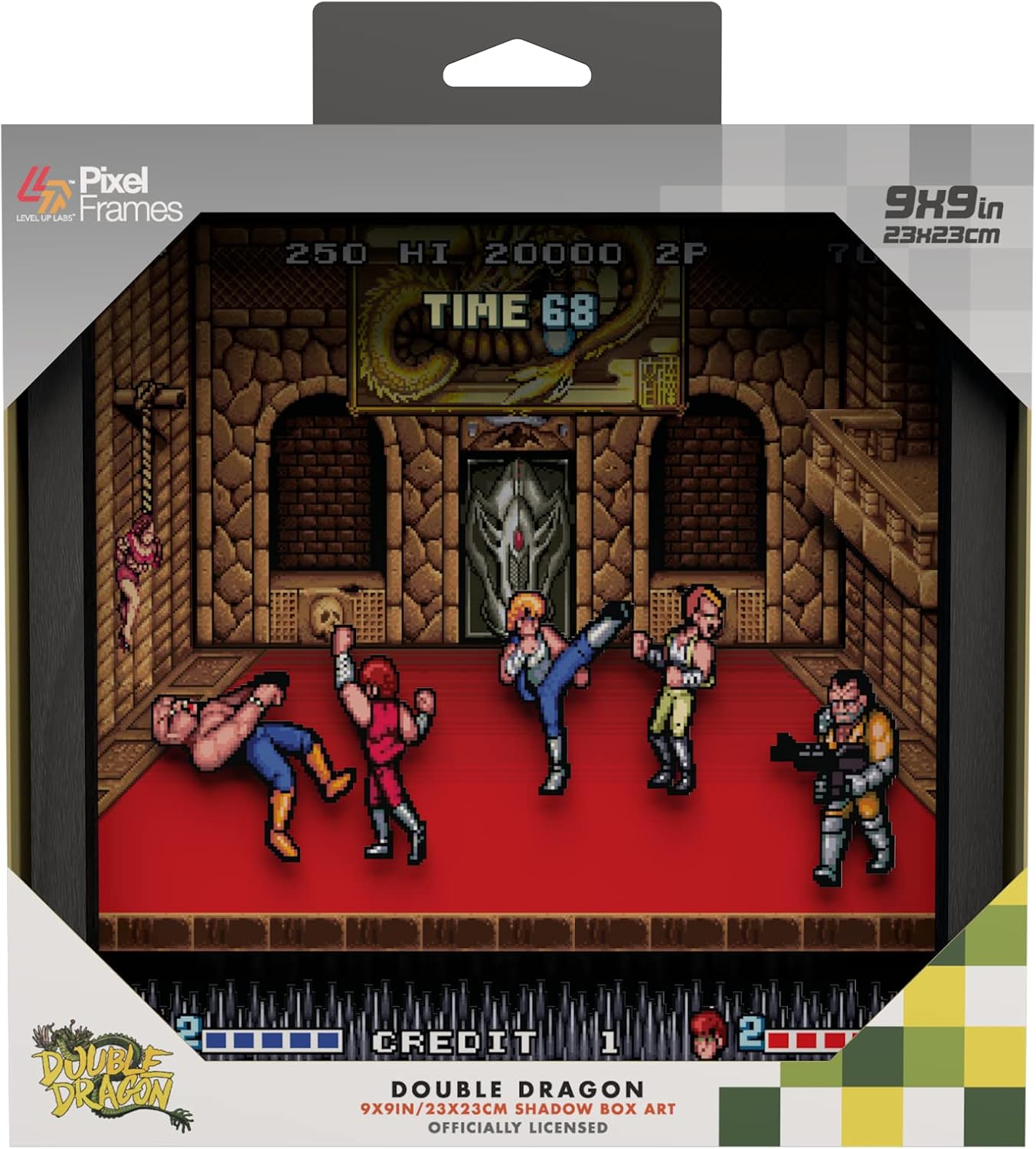 Pixel Frames - Double Dragon 9"x9" Shadow Box Art (Big) (PF-ARC-100),Multi Color