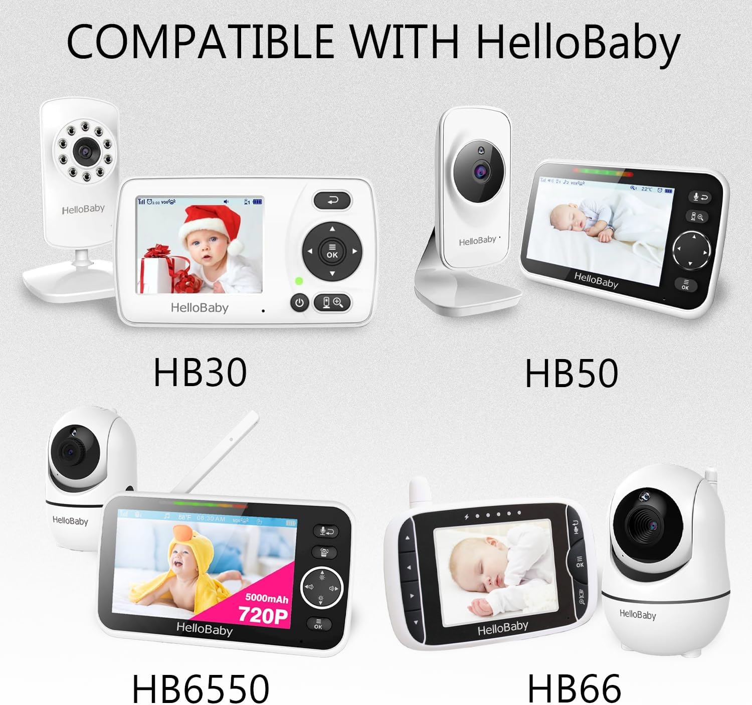 Replacement for Hello Baby Monitor Charger HB66 / HB6550 / HB50 / HB30, K05S050100U, 5V Adapter for HelloBaby Camera Monitor Power Cord