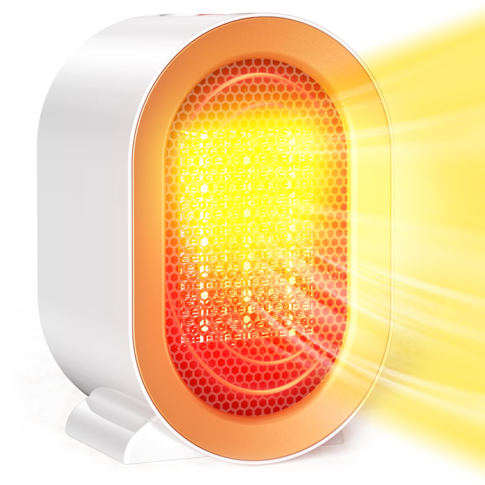 Calefactor Bajo Consumo, Calefactor Cerámico PTC de 1200W, Calefactor Baño, Pequeño y Portátil, 2 Niveles de Potencia, Doble Protección, Apto para el Hogar y la Oficina, Blanco